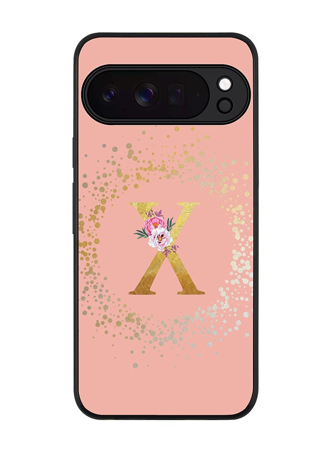 Stylizedd For Google Pixel 10 Pro XL Case,Slim fit Camera Protection, Shockproof Thin Phone cover  - Custom Monogram Floral - X  (Rose Pink ) - Image 1